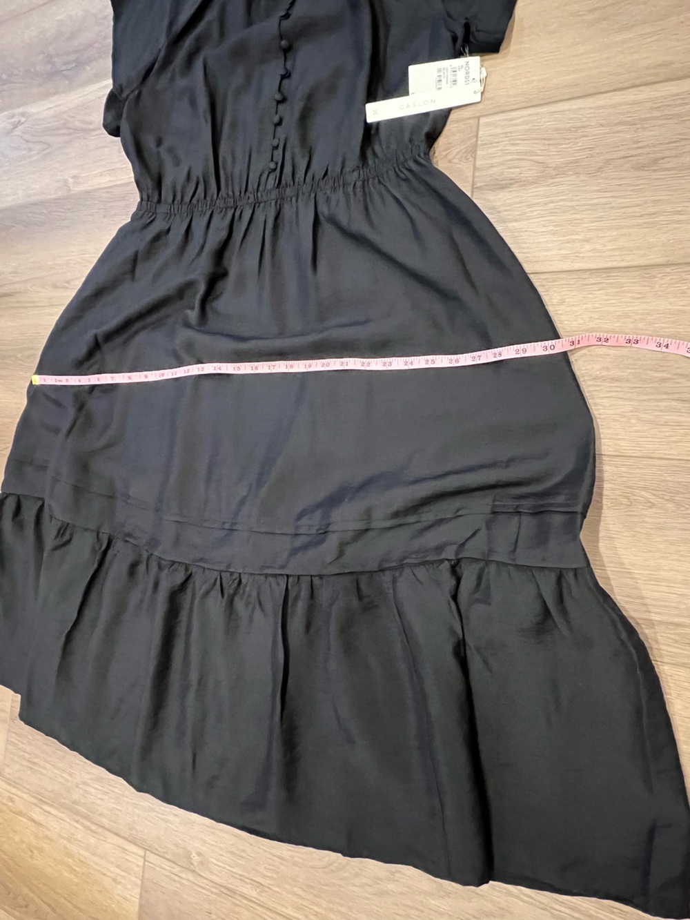 New Caslon Nordstrom Black Wide Sleeve Button Front Long Midi Dress XL - Picture 12 of 14